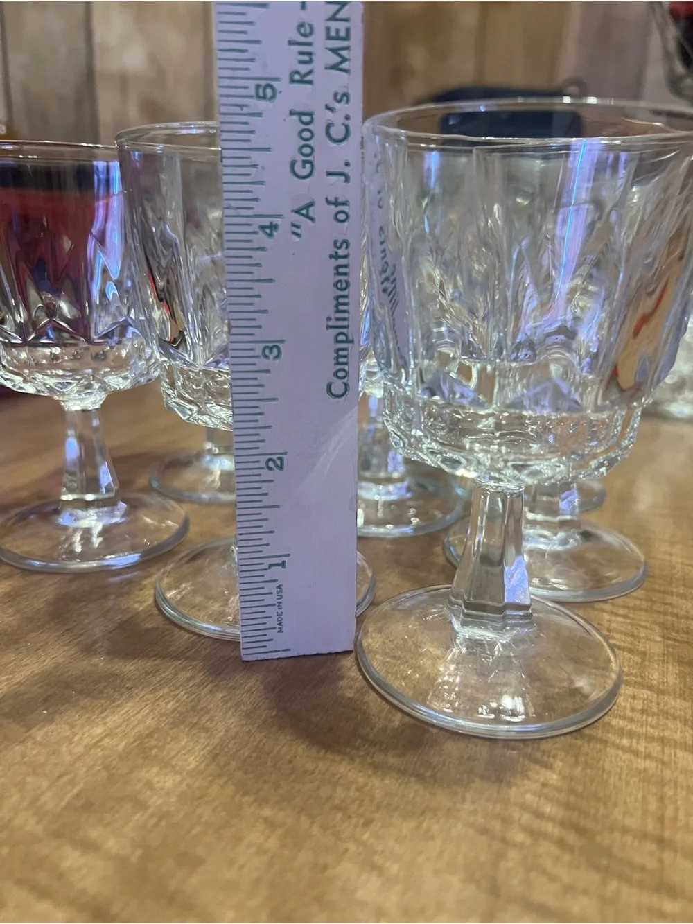 Clear Faceted Stemmed Wine Glasses - Set of 8 Crystal-Style Goblets
